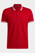 Cotton piqué polo shirt with logo details - Red