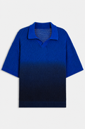 Knitted-cotton sweater with dip-dye effect - Blue