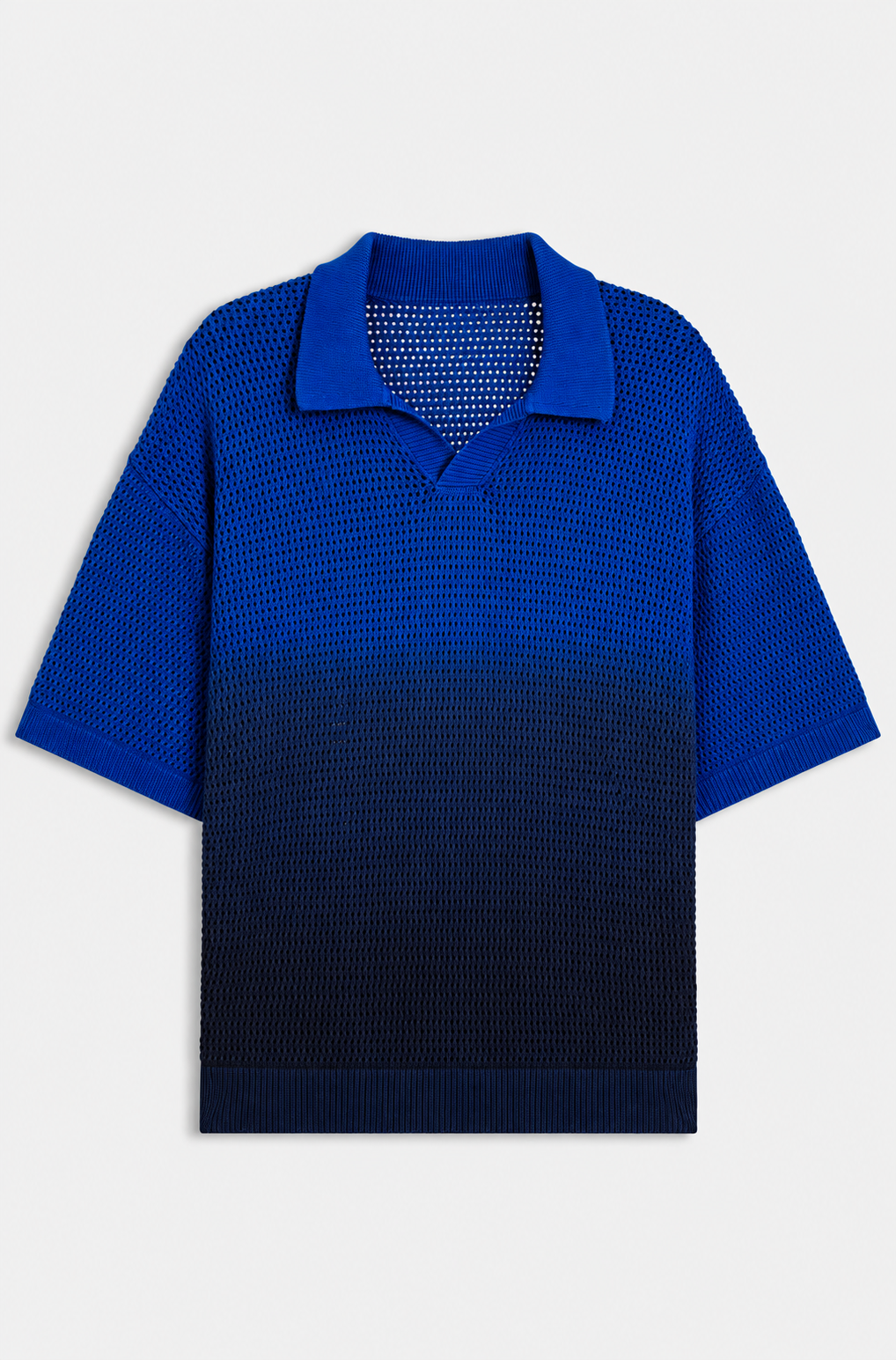 Knitted-cotton sweater with dip-dye effect - Blue