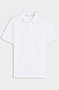 Cotton-mesh polo shirt with embroidered artwork - White