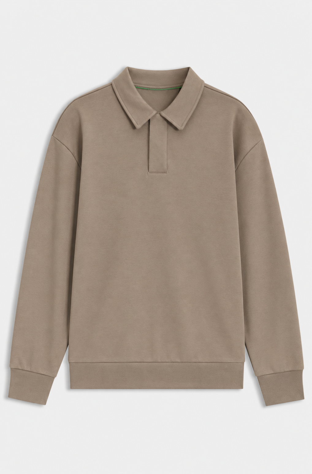 Relaxed-fit polo sweatshirt in French Terry - Light Brown