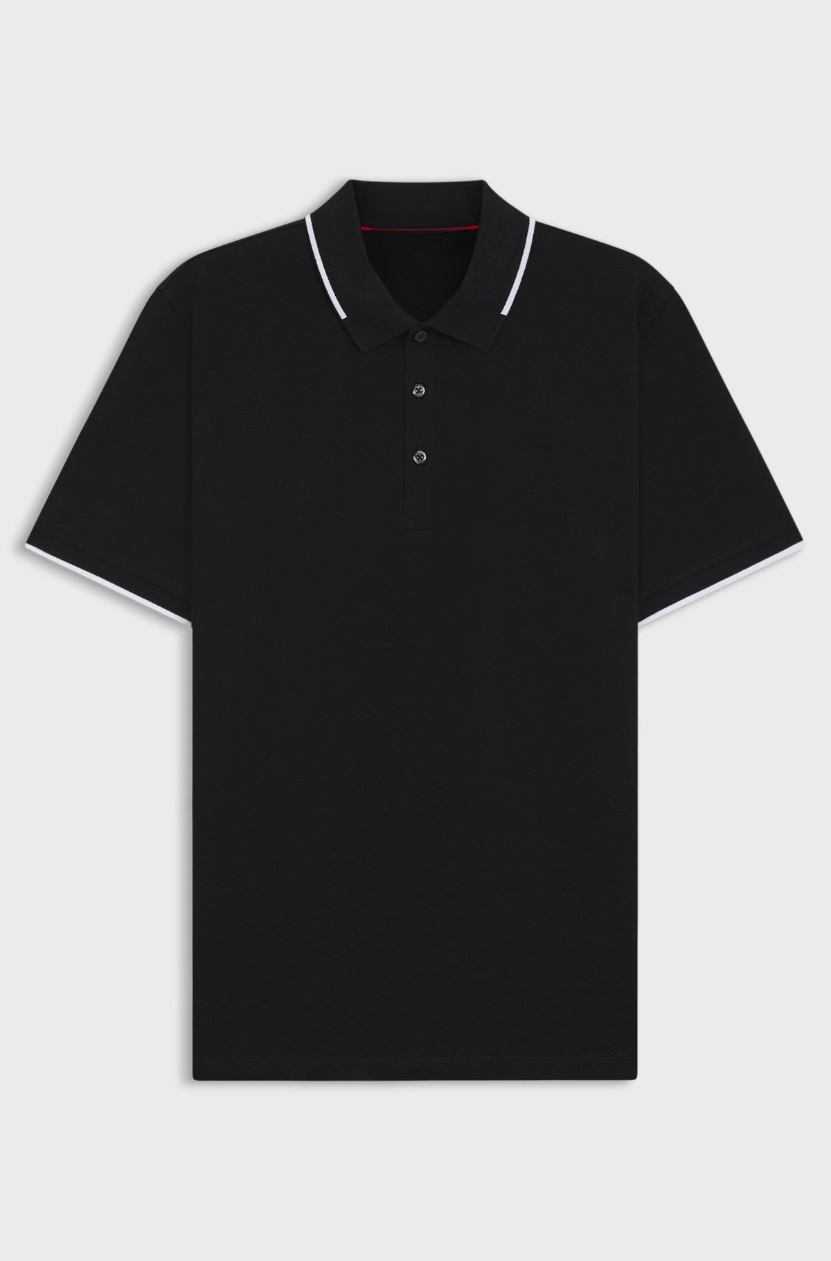 Stretch-cotton slim-fit polo shirt with contrast trims - Black