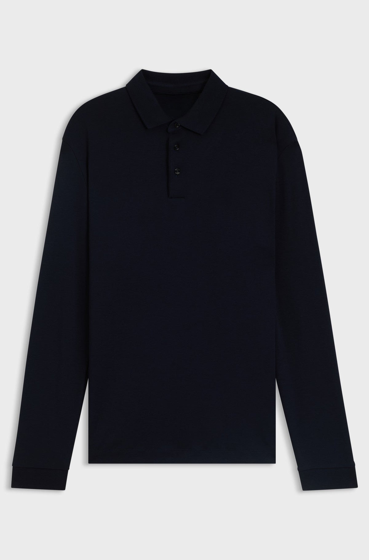 Long-sleeved polo shirt in interlock cotton with logo - Dark Blue