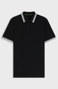 Cotton piqué polo shirt with logo details - Black