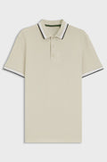 Cotton piqué polo shirt with logo details - Light Beige