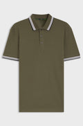 Cotton piqué polo shirt with logo details - Olive