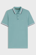 Cotton piqué polo shirt with logo details - Light Blue