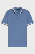 Cotton piqué polo shirt with logo details - Blue