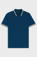 Cotton piqué polo shirt with logo details - Dark Blue