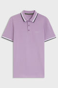 Cotton piqué polo shirt with logo details - Light Purple
