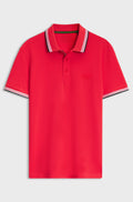 Cotton piqué polo shirt with logo details - Red