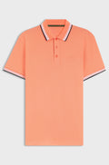 Cotton piqué polo shirt with logo details - Orange
