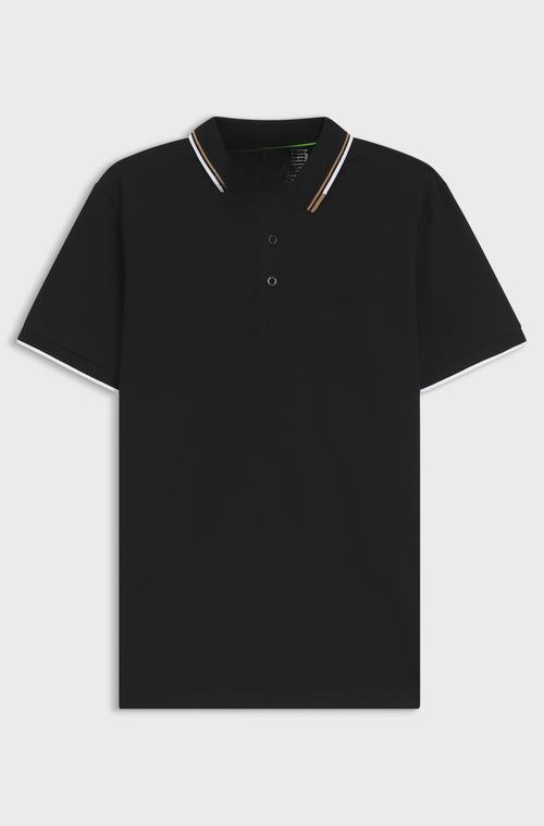 Active Paddy regular-fit polo shirt in quick-dry stretch piqué - Black