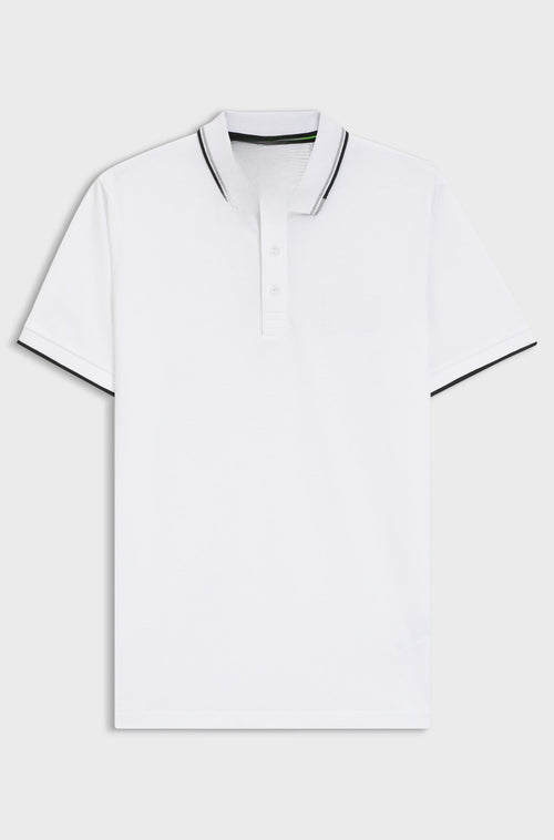 Active Paddy regular-fit polo shirt in quick-dry stretch piqué - White