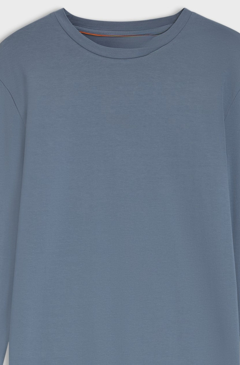 Regular-fit long-sleeve crew-neck tee in stretch cotton - Blue