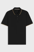Cotton-piqué polo shirt with contrast tipping - Black