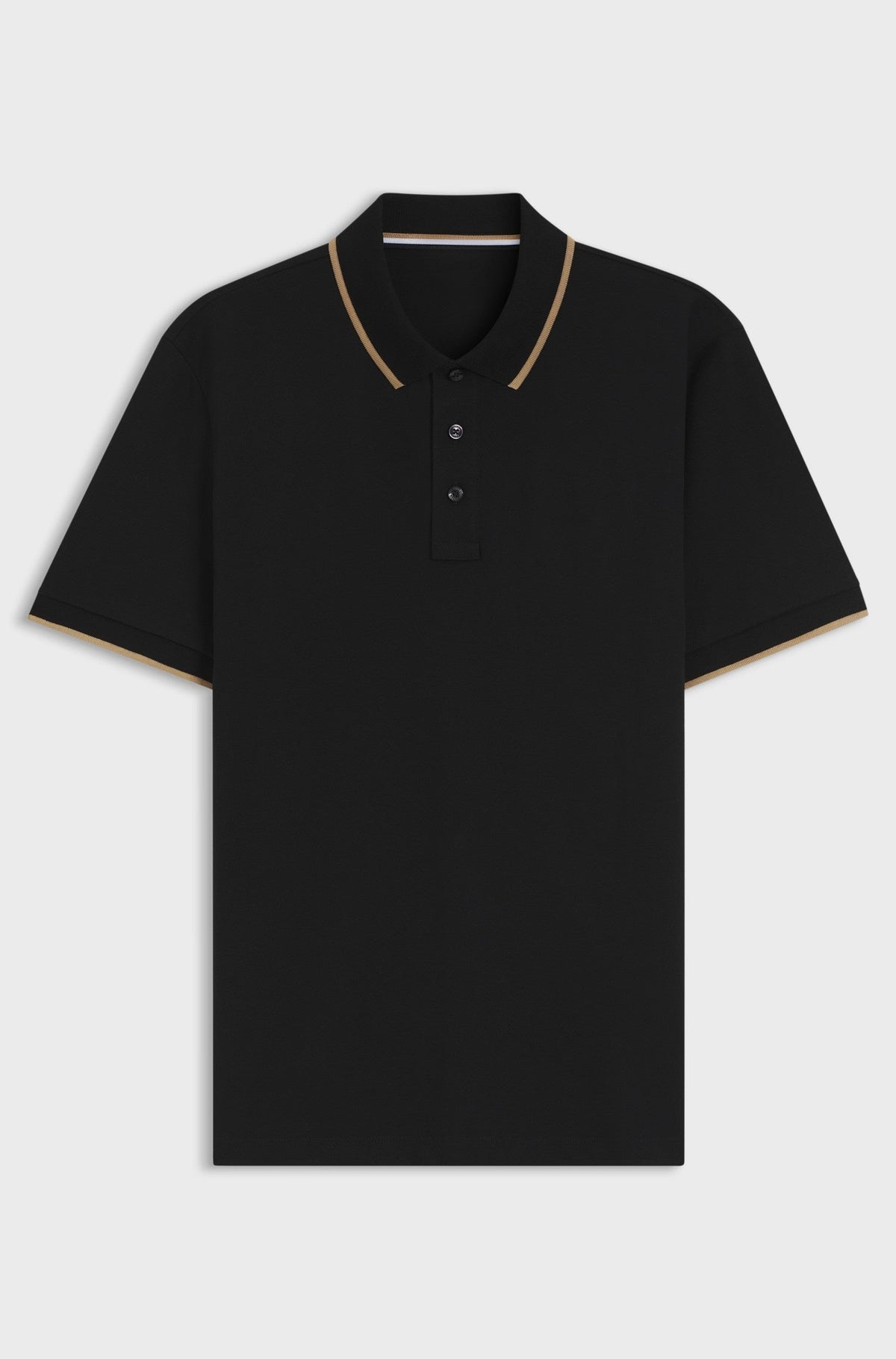 Cotton-piqué polo shirt with contrast tipping - Black