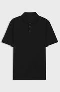 Mercerised-cotton polo shirt - Black