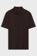 Mercerised-cotton polo shirt - Dark Brown