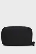 Structured nylon zip-around wash bag with hanging loop - Black