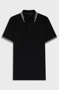 Slim-fit polo shirt with contrast-stripe details - Black