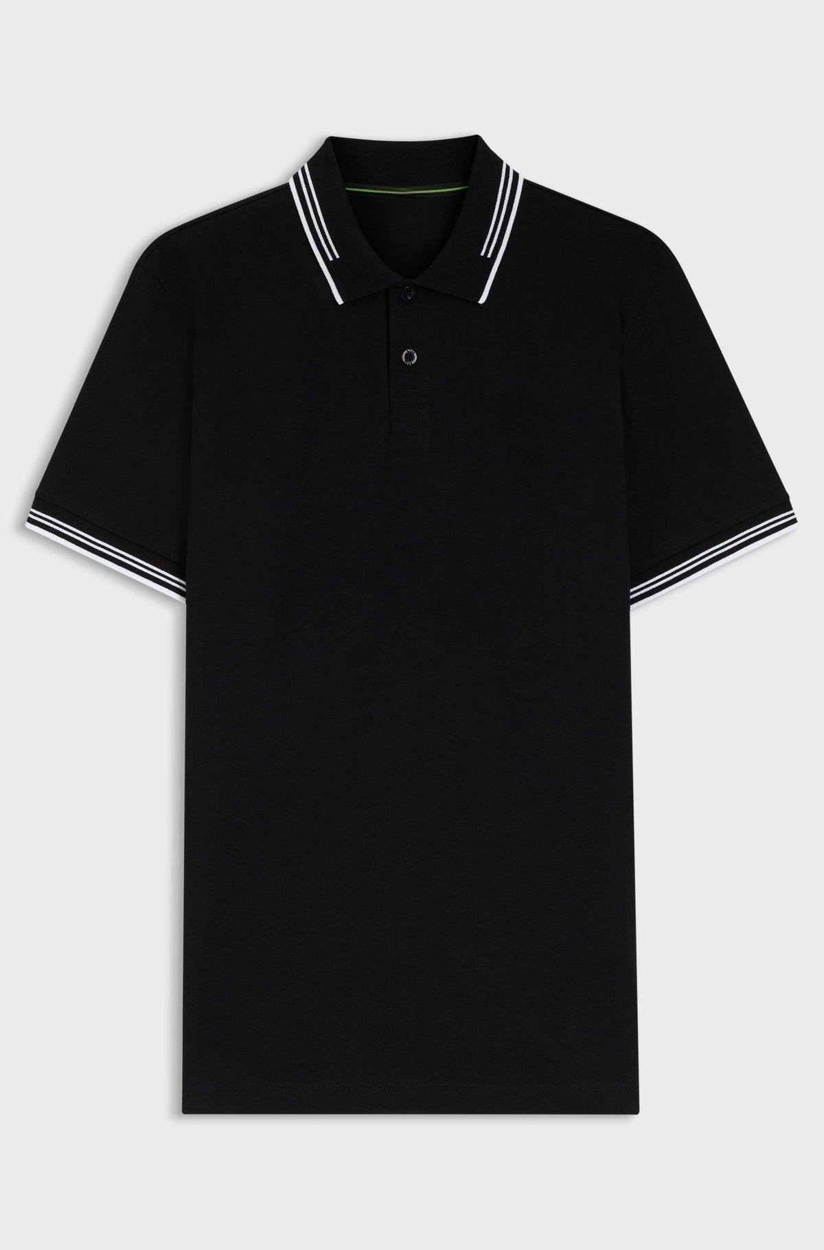 Slim-fit polo shirt with contrast-stripe details - Black