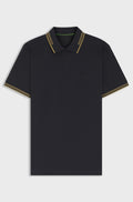 Slim-fit polo shirt with contrast-stripe details - Dark Blue