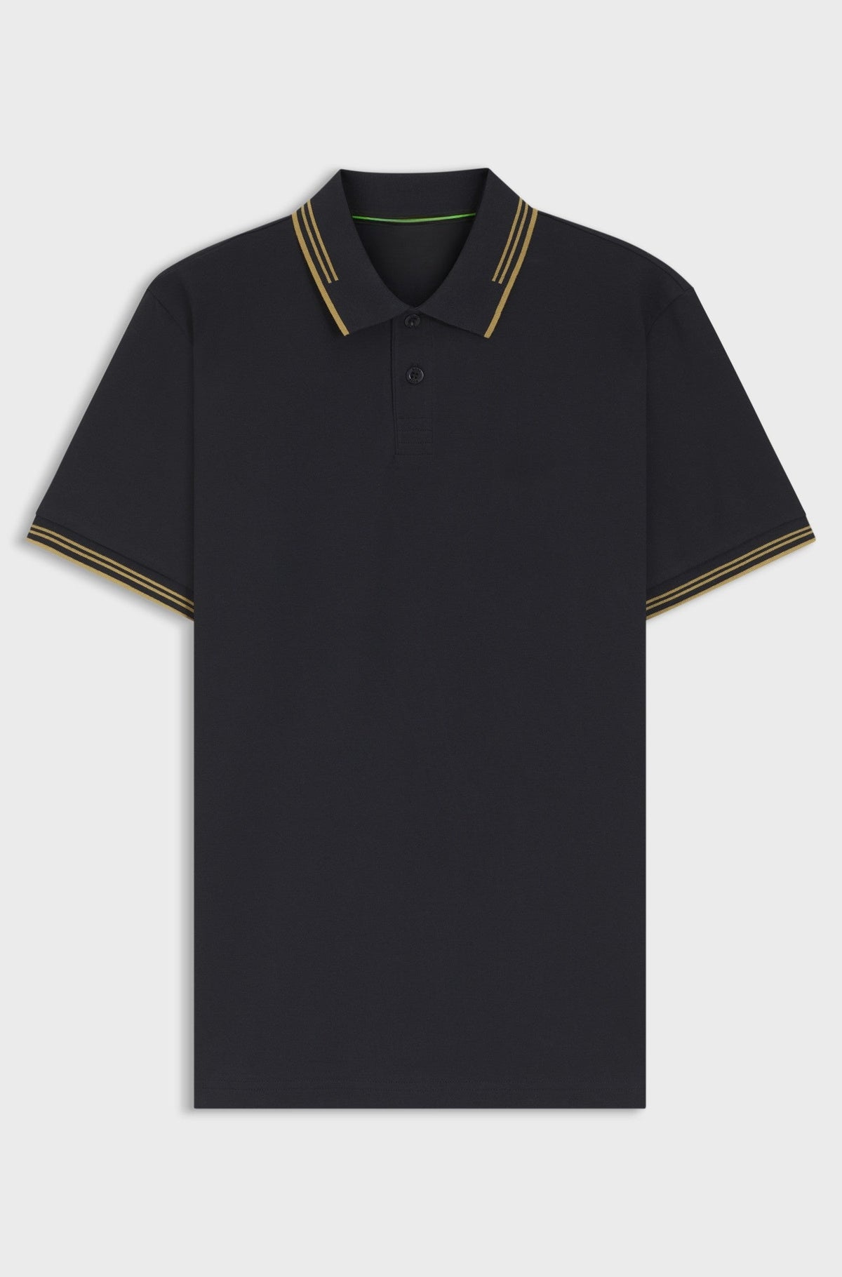Slim-fit polo shirt with contrast-stripe details - Dark Blue