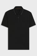 Slim-fit polo shirt in stretch-cotton piqué - Black