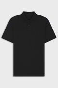 Stretch-cotton slim-fit polo shirt with logo patch - Black
