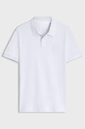 Stretch-cotton slim-fit polo shirt with logo patch - White