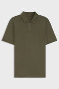 Stretch-cotton slim-fit polo shirt with logo patch - Olive