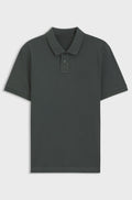 Stretch-cotton slim-fit polo shirt with logo patch - Dark Green