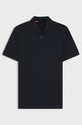 Stretch-cotton slim-fit polo shirt with logo patch - Dark Blue