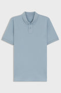 Stretch-cotton slim-fit polo shirt with logo patch - Light Blue