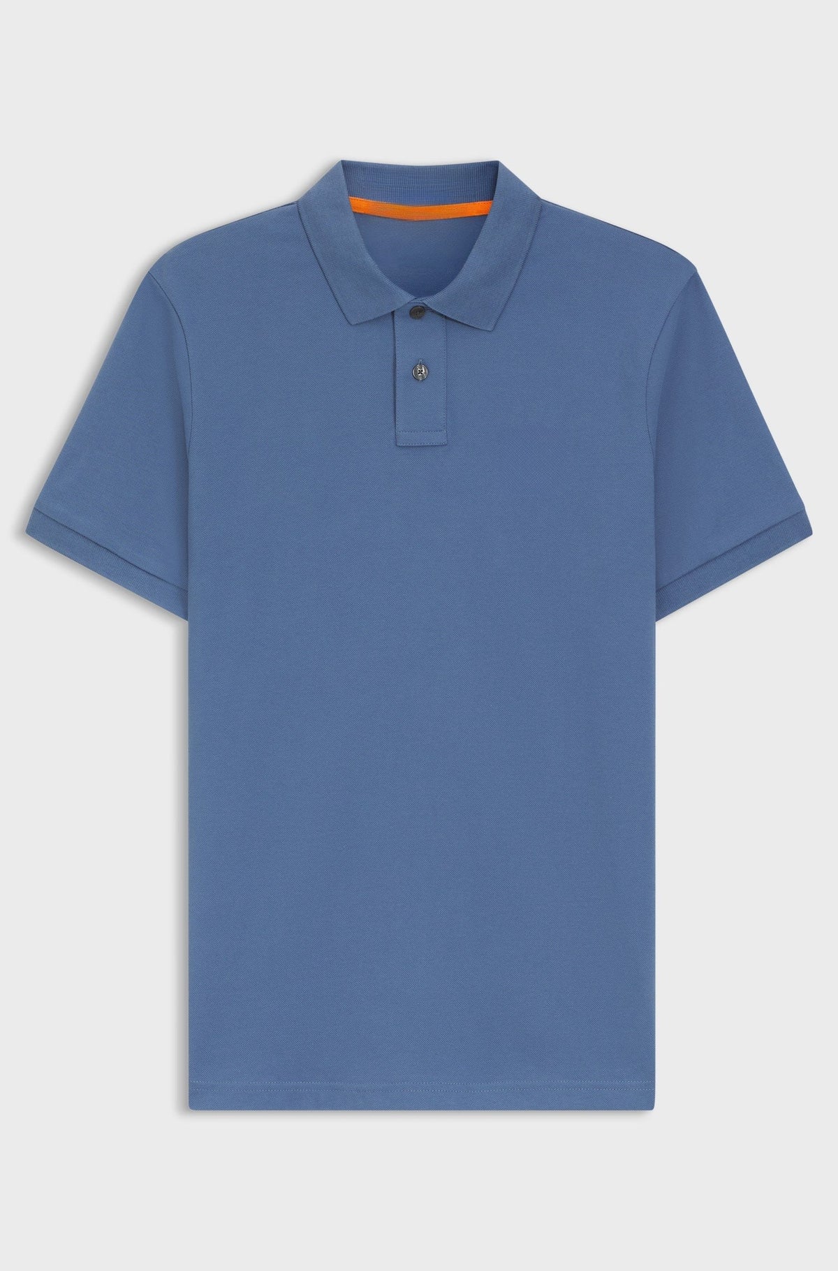 Stretch-cotton slim-fit polo shirt with logo patch - Blue