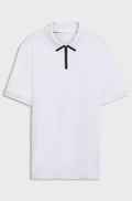 Cotton piqué polo shirt with zip neckline - White