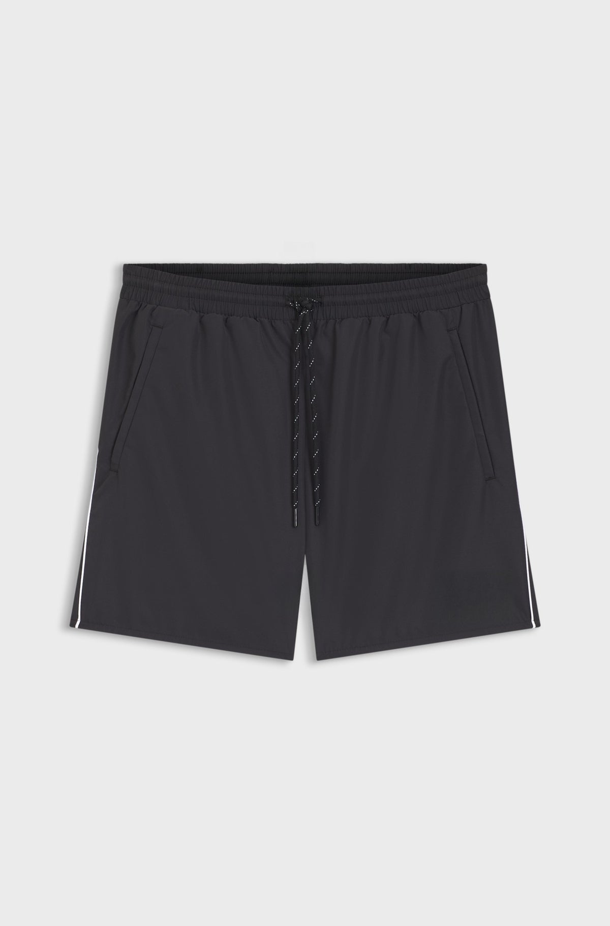 Quick-dry swim shorts with contrast piping - Black