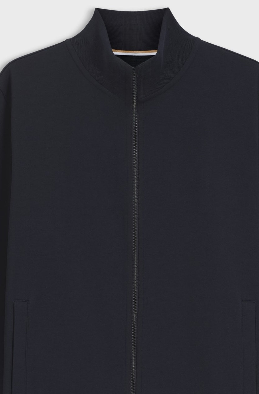 Zip-neck sweatshirt in soft interlock cotton blend - Dark Blue