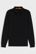 Long-sleeved polo shirt in cotton with logo detail - Black
