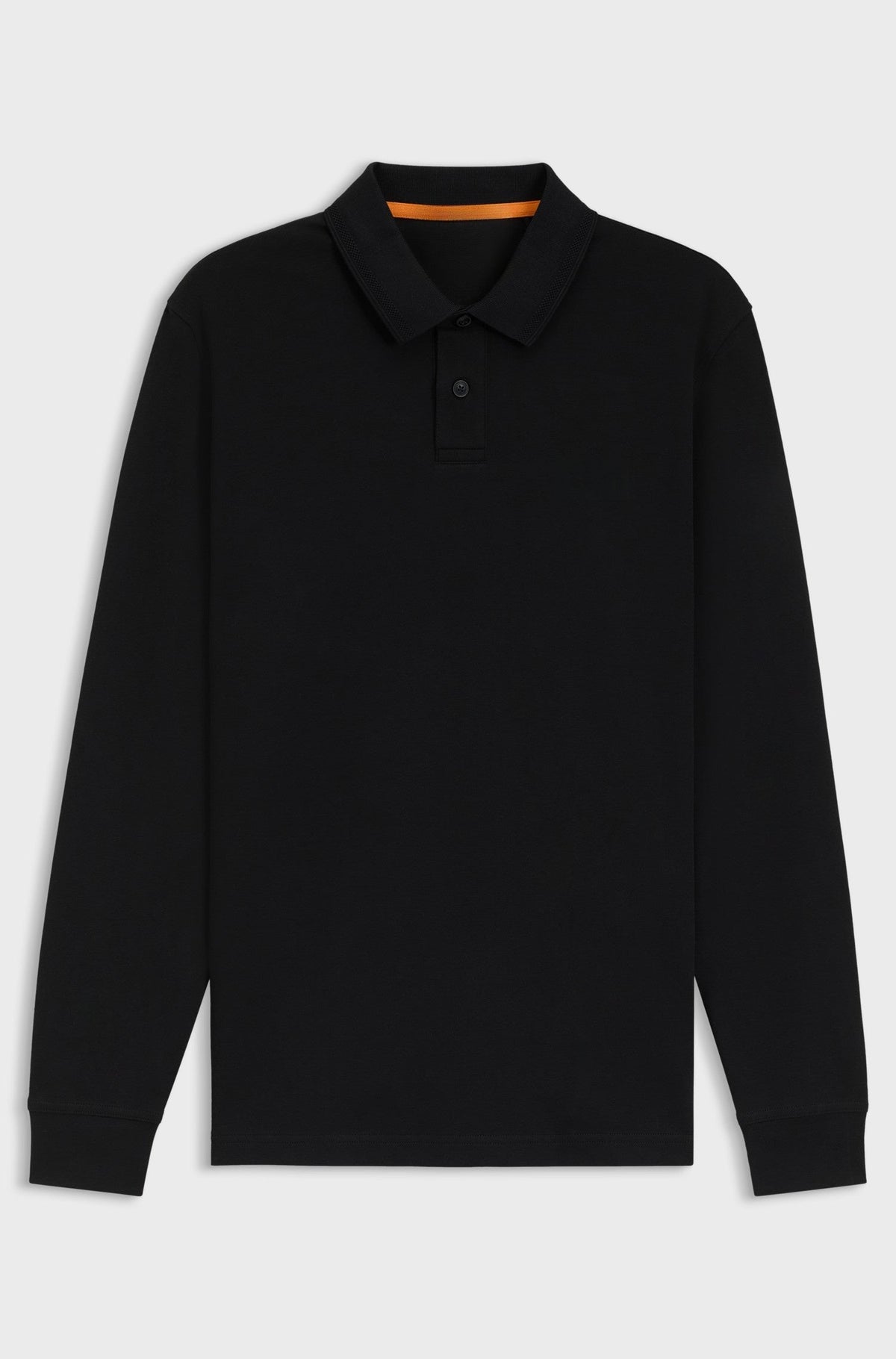 Long-sleeved polo shirt in cotton with logo detail - Black