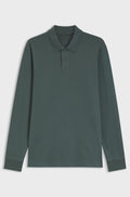 Long-sleeved polo shirt in cotton with logo detail - Dark Green