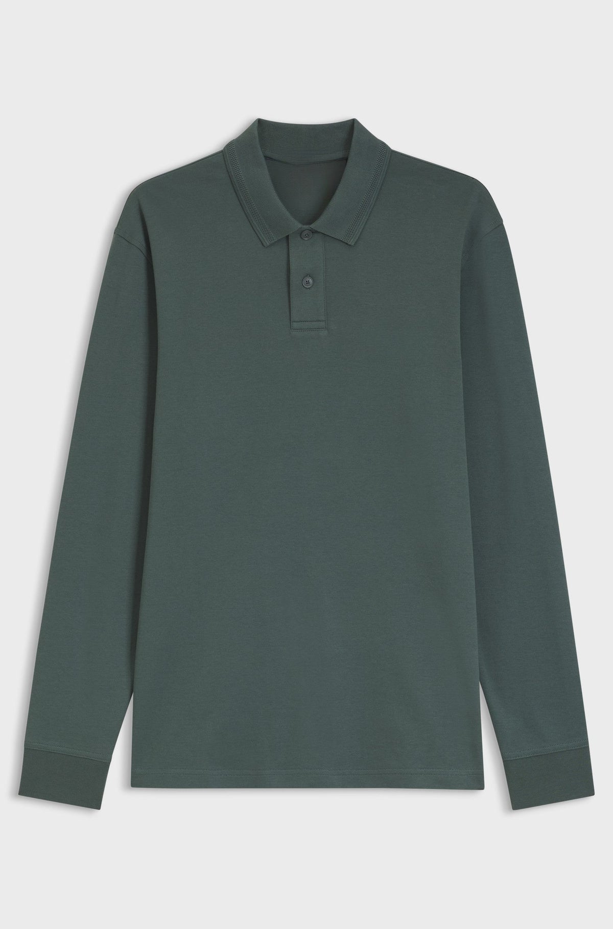 Long-sleeved polo shirt in cotton with logo detail - Dark Green