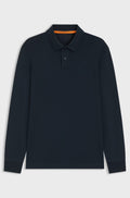 Long-sleeved polo shirt in cotton with logo detail - Dark Blue
