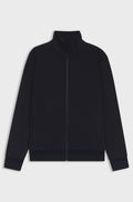 Zip-front sweatshirt in mercerised stretch-cotton piqué - Dark Blue