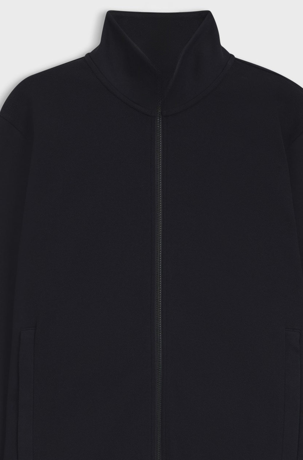 Zip-front sweatshirt in mercerised stretch-cotton piqué - Dark Blue