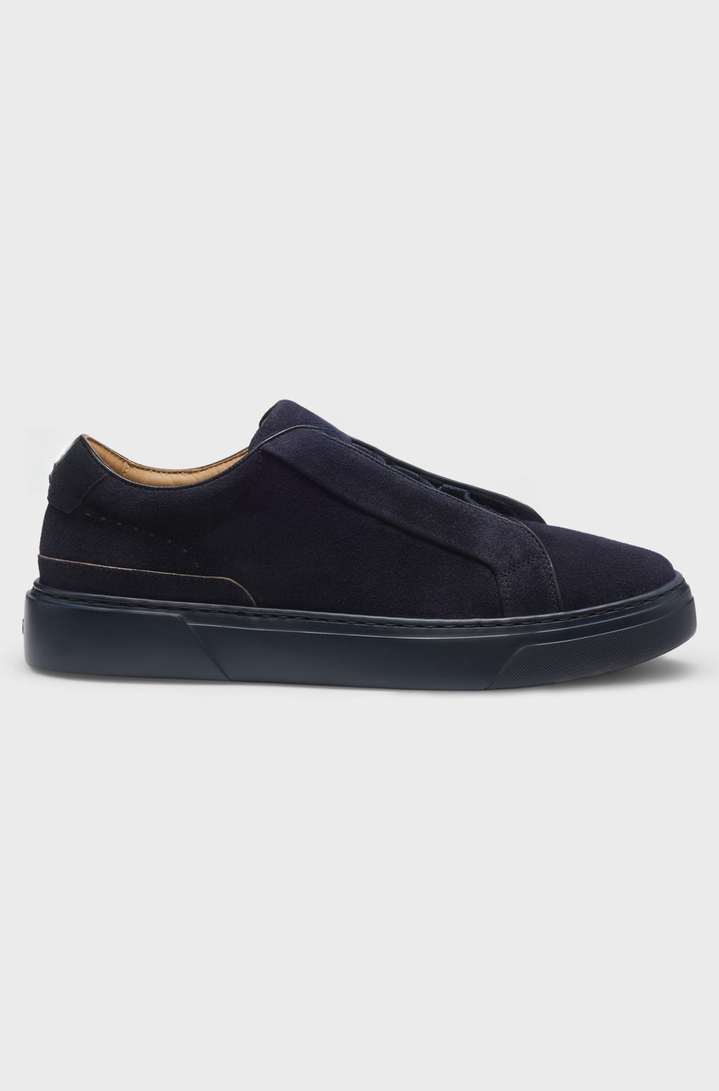 Italian suede trainers with elastic lacing - Dark Blue