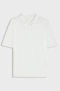 Knit polo with covered placket - Natural