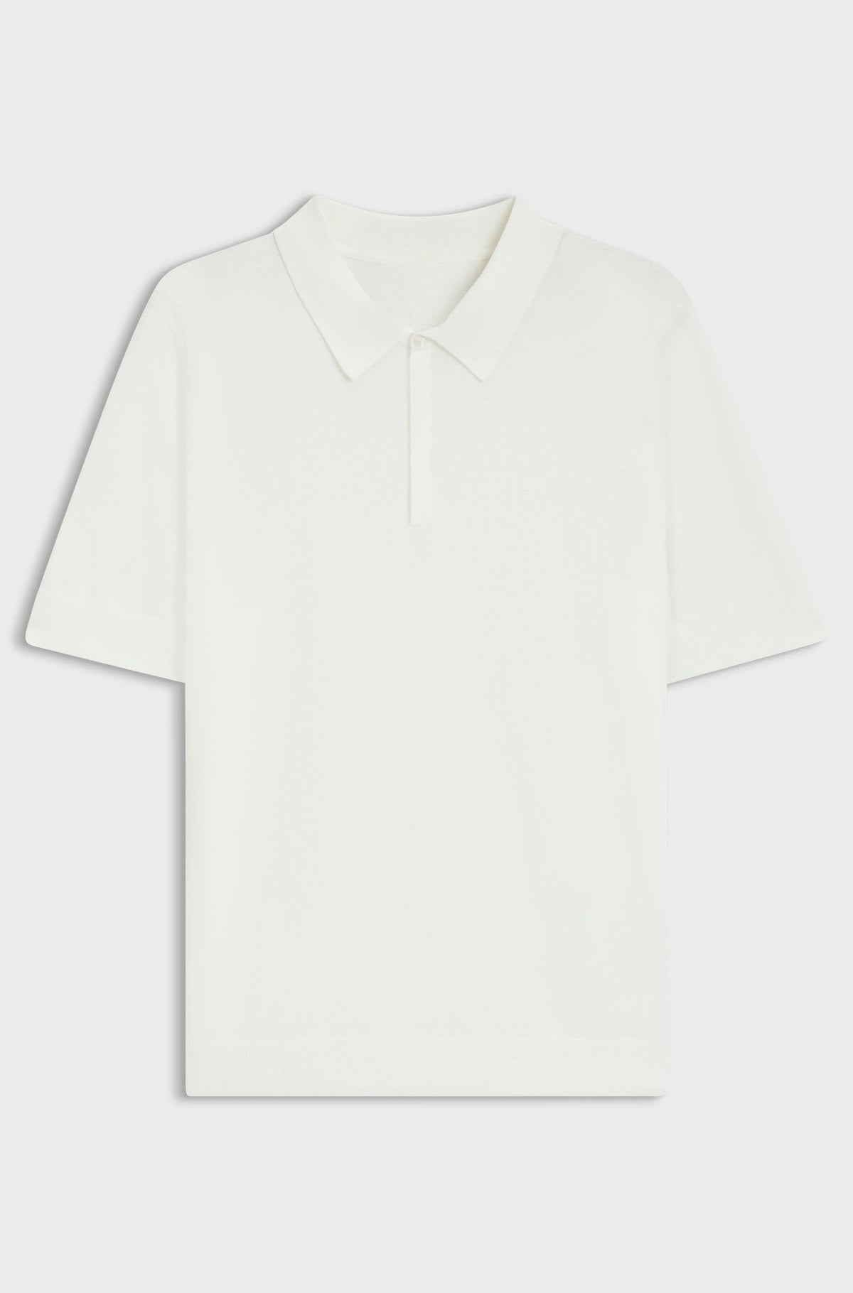 Knit polo with covered placket - Natural