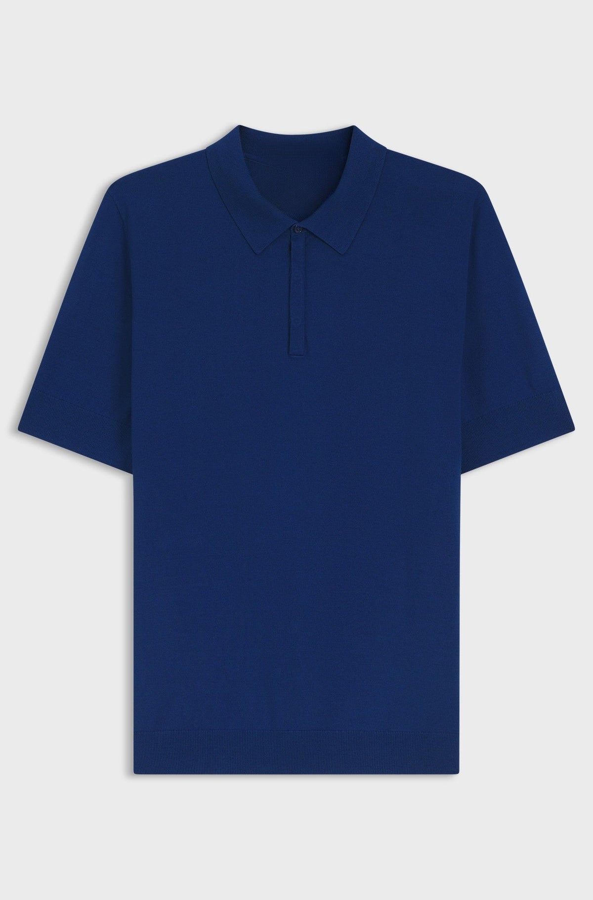 Knit polo with covered placket - Blue